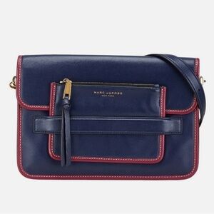 Marc Jacobs Leather Madison Large Shoulder Bag in Midnight Blue with Strap
